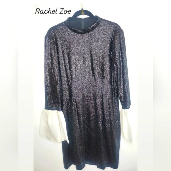 Rachel Zoe Wes Sequin Dress in Black Size 12 - Picture 6 of 11